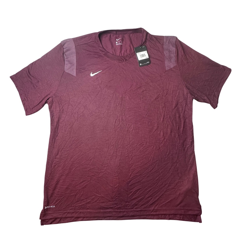 Nike T-Shirt Mens XXL Burgundy Dri-FIT Football Training CW3540-669 Short Sleeve